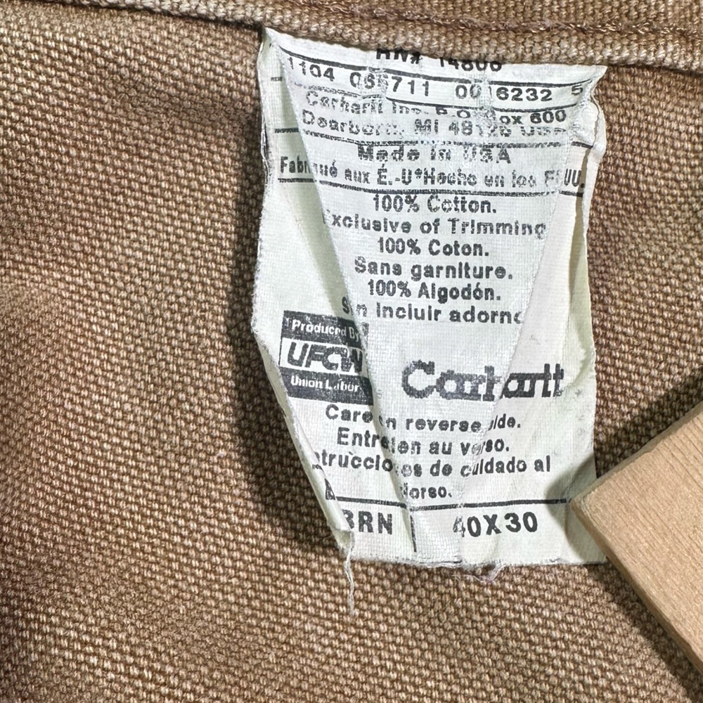 Men’s Vintage Made in the USA Carhartt B11 Carpenter Brown Canvas Cut Off Shorts - Picture 6 of 11